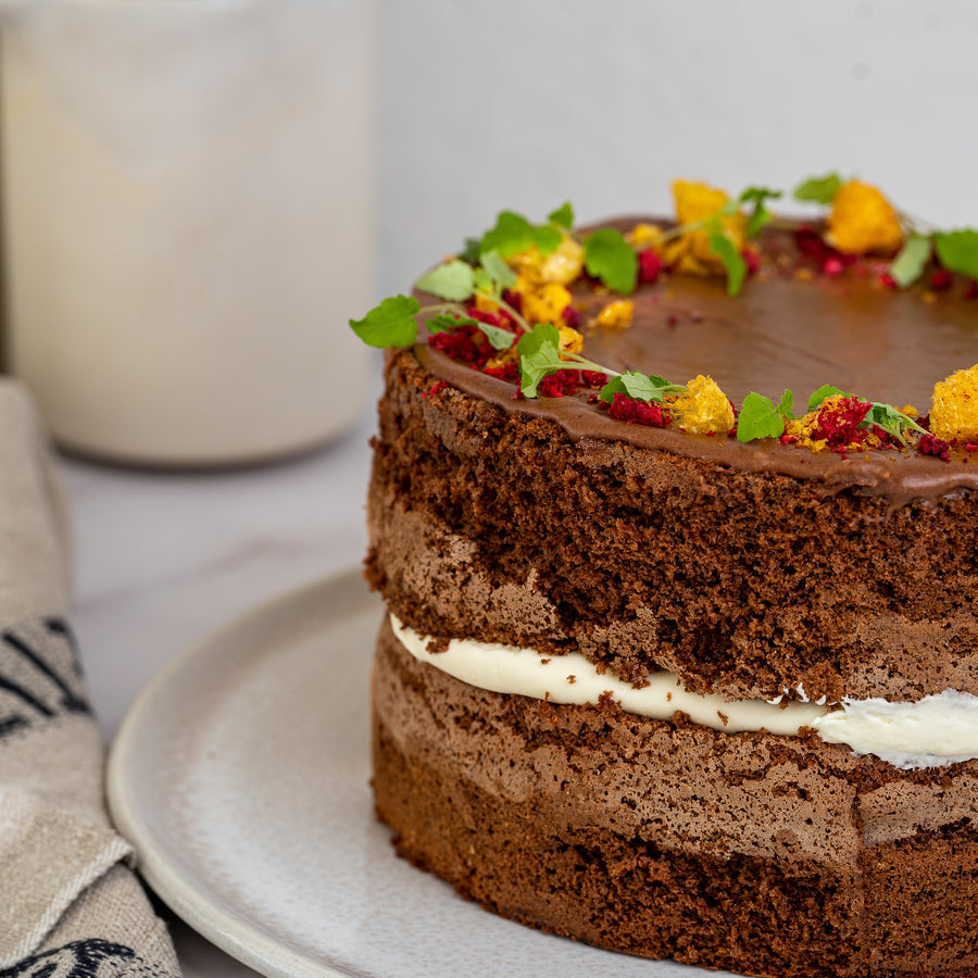 Chocolate & Rhubarb Sponge Cake